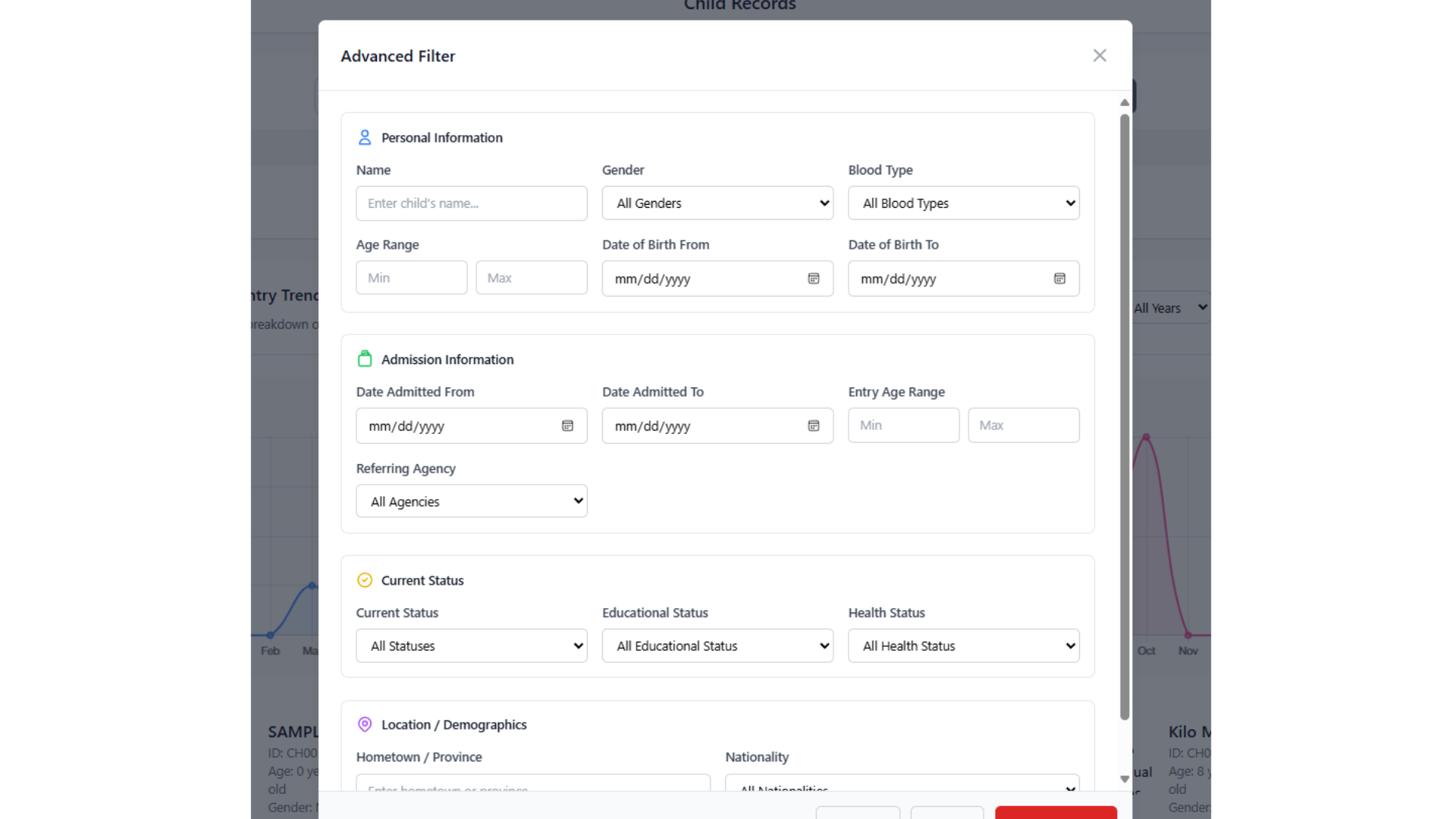 Advanced Filter Modal